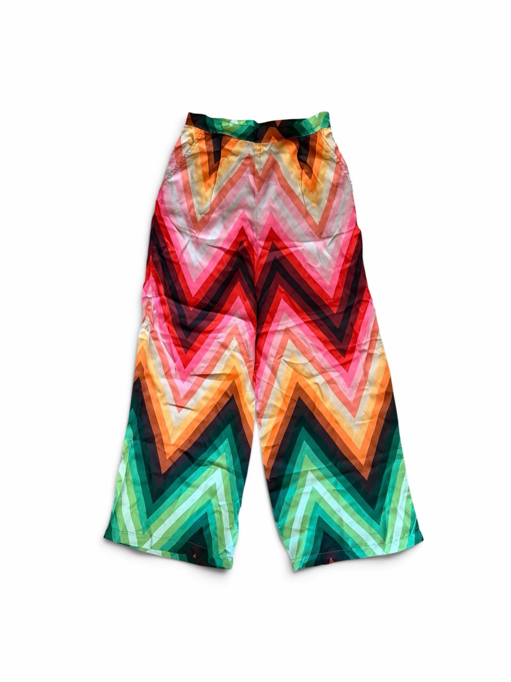 Odette La Fuori Multicolor Chevron Palazzo Pants - Vibrant Chevron Print